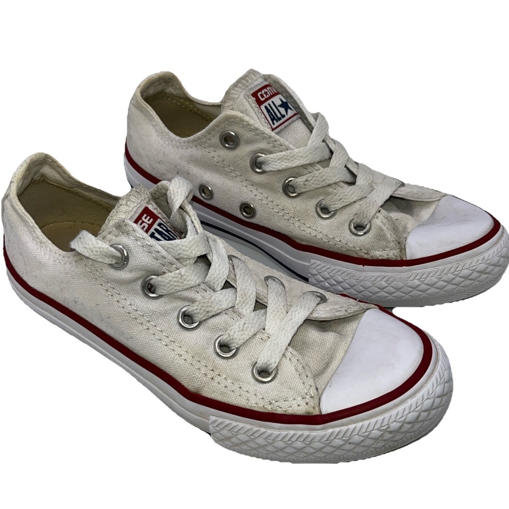 Converse Chuck Taylor All Star Low White Red Blue Kids Youth Size 12 Unisex